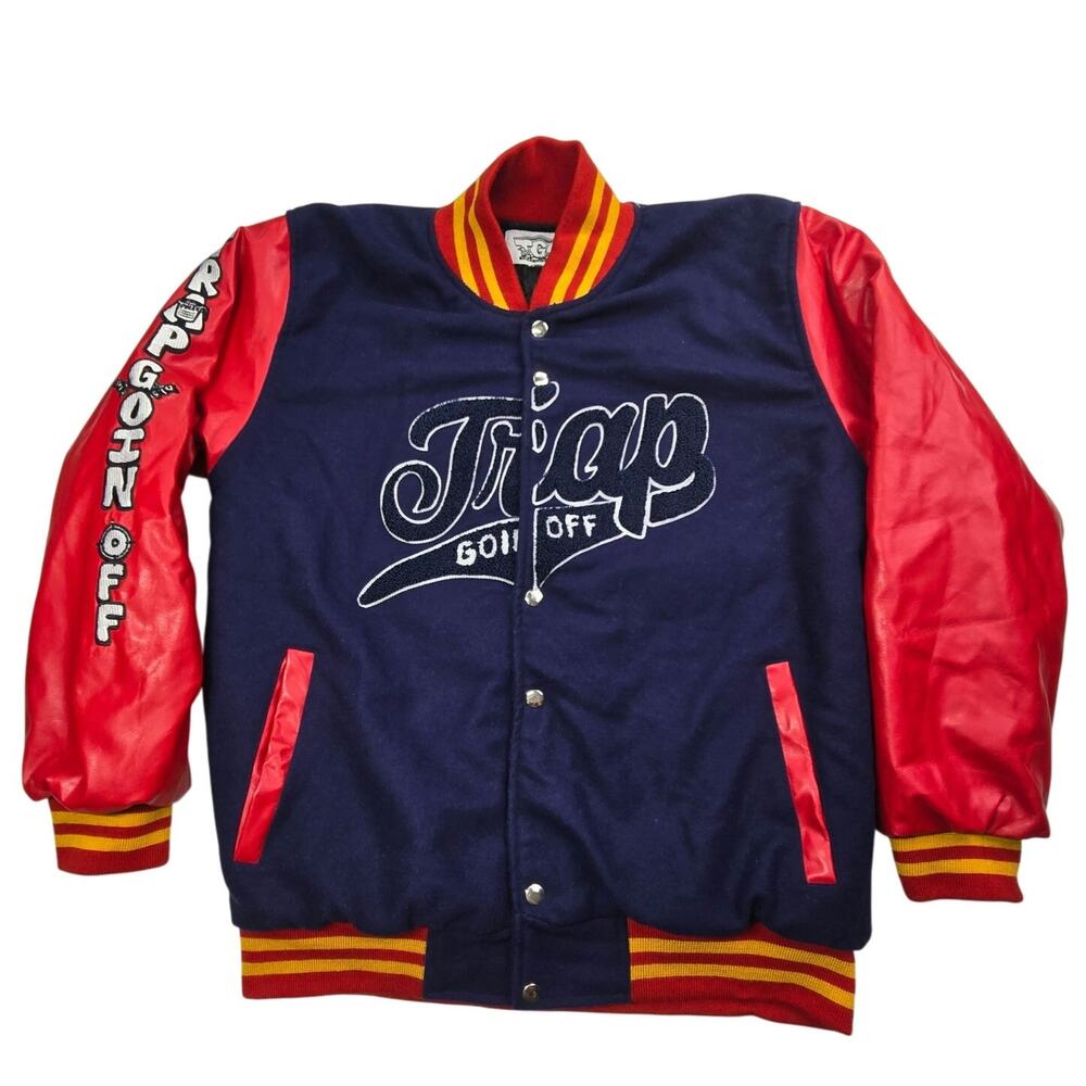 Trap Goin‎ Off Varsity Jacket, Red, Blue, Yellow Men Sz Medium M